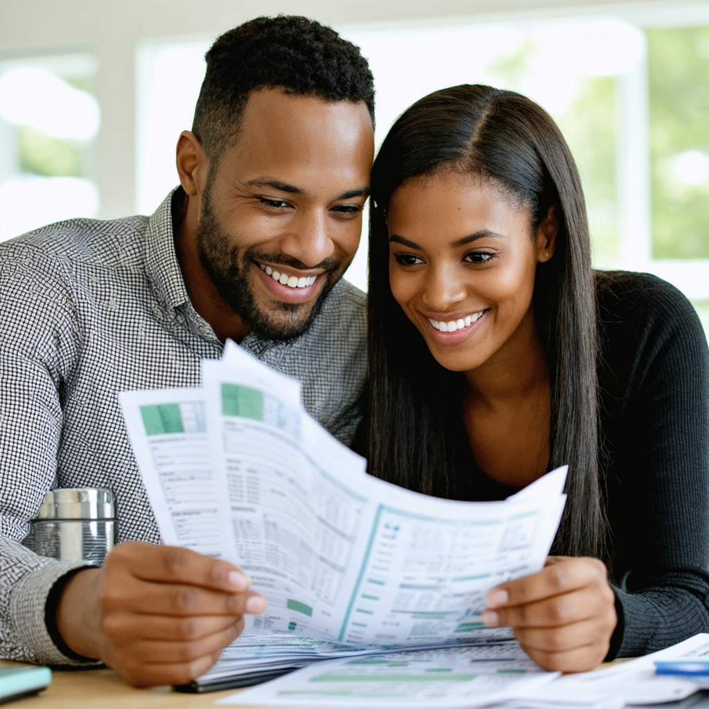 Couple looking at their finances