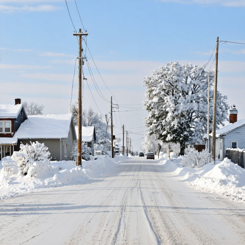Snow filled road